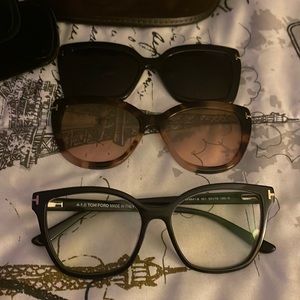 Tom Ford glasses with clip on Sunglasses